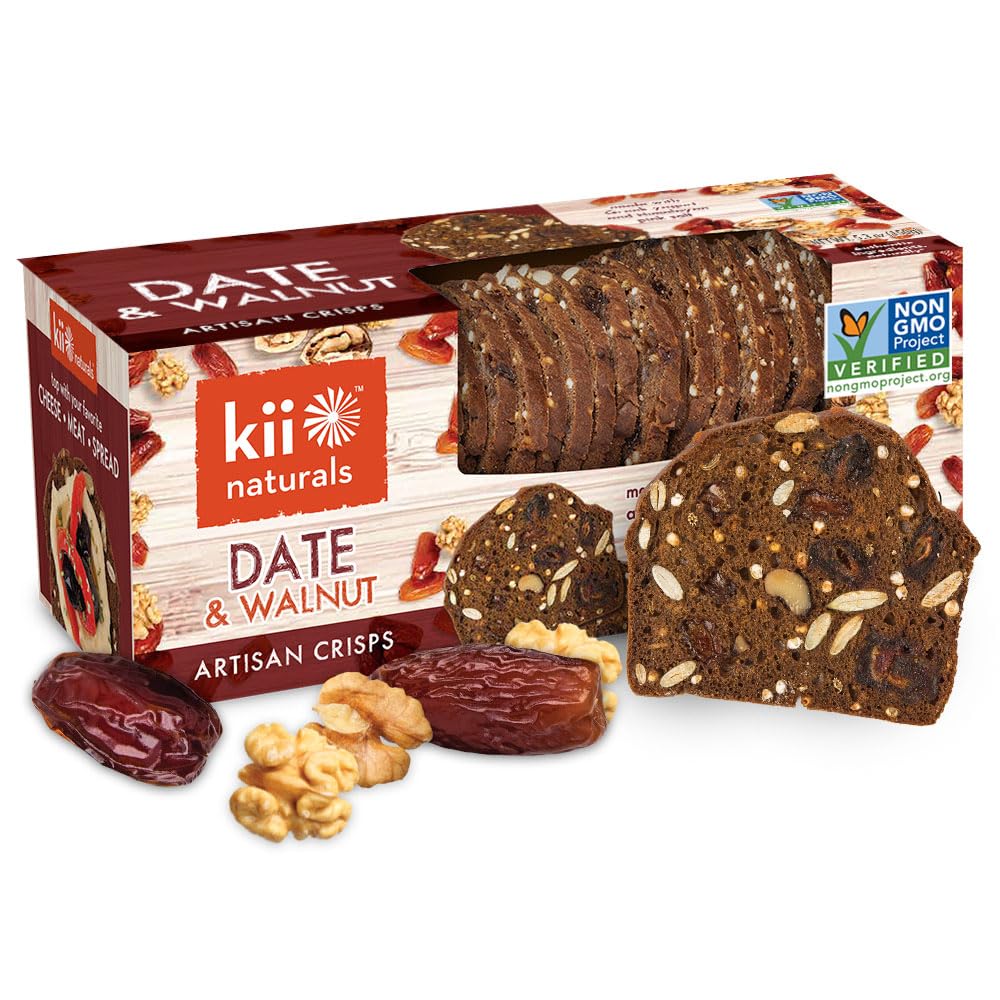 Kii Naturals Artisan Crisps - Healthy Snack Crackers for Cheese & Charcuterie - Non-GMO, Kosher, Hand-Crafted, 5.3 Ounce Pack