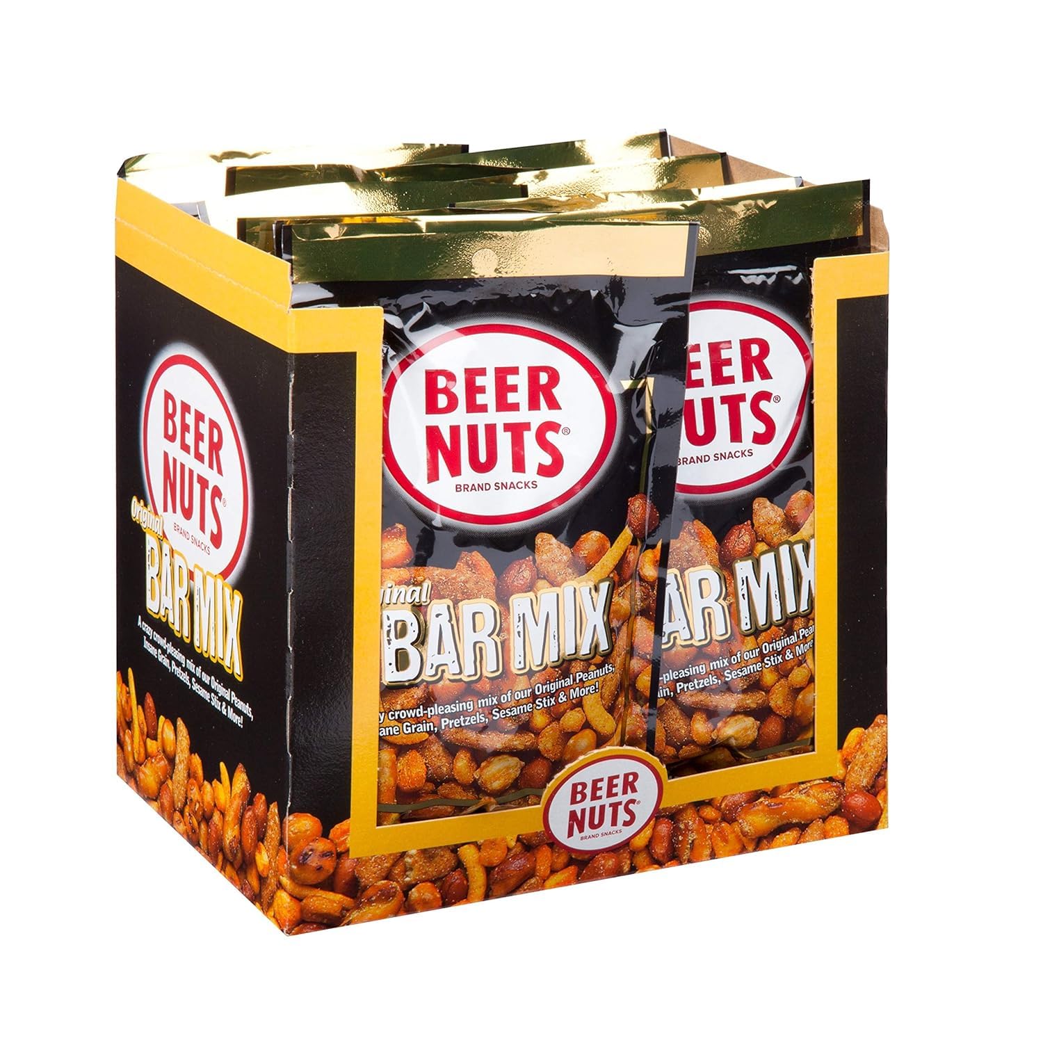 Malt Drink Nuts Oriflavor Blendal Bar Mix - 12-Count 4Oz Single Serve Bags  Pretzels  Cheese Sticks  Sesame Sticks  Roasted Corn Nuts  And Oriflavor Blendal Peanuts