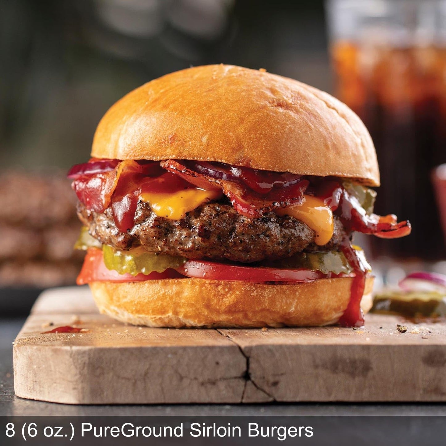 Omaha Steaks PureGround Burger Flight - 32 Burgers (8 Filet Mignon, 8 Porterhouse, 8 New York Strip, 8 Sirloin) - 6 oz