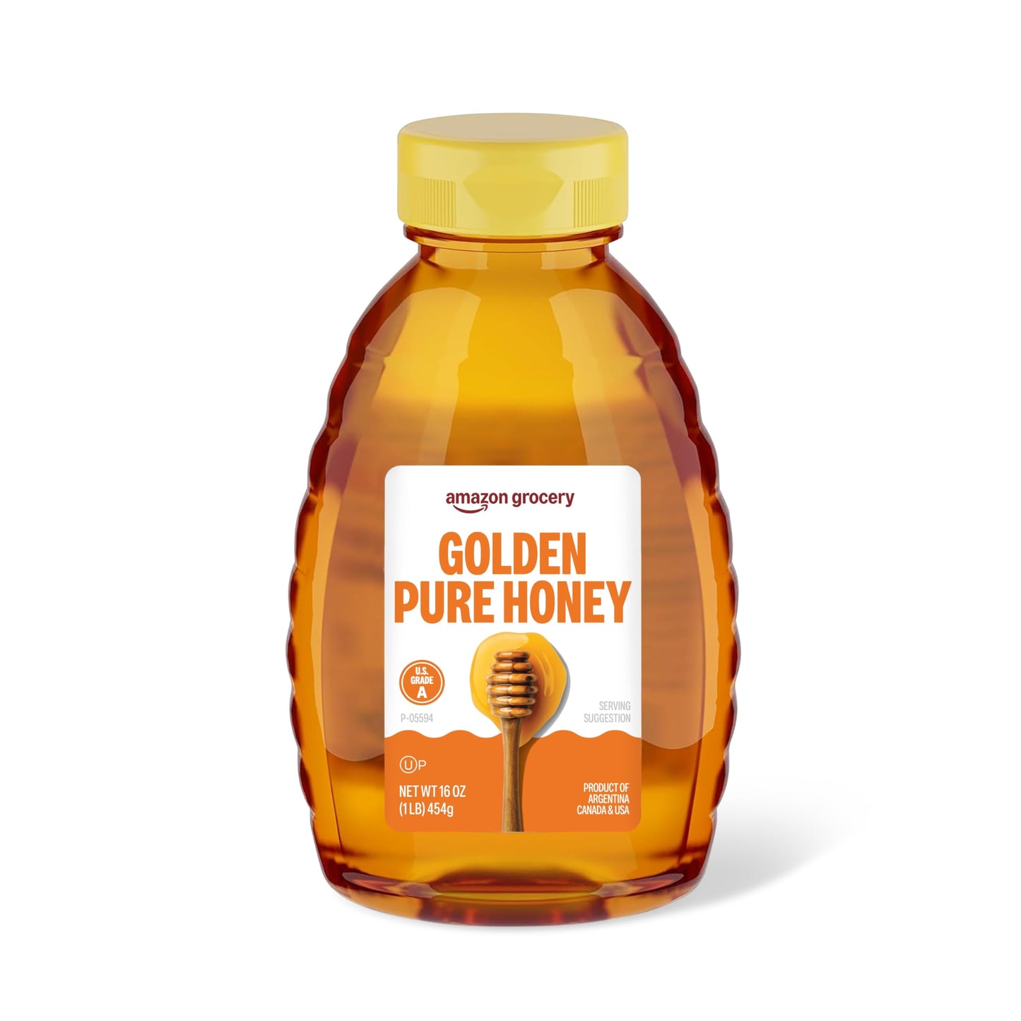 Amazon Grocery Golden Pure Honey, 16 Oz, Natural Sweetener, Pack of 1