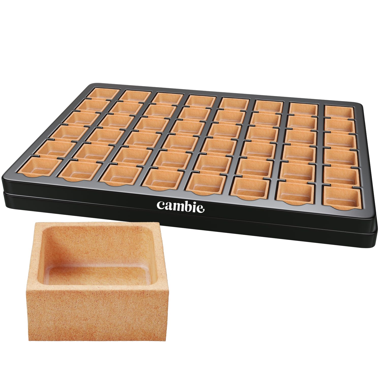 Cambie Mini Square Vanilla Tart Shells, 33mm (1.3'') Diameter, French Style Tart Shells, White Chocolate Coating, Pack of 96