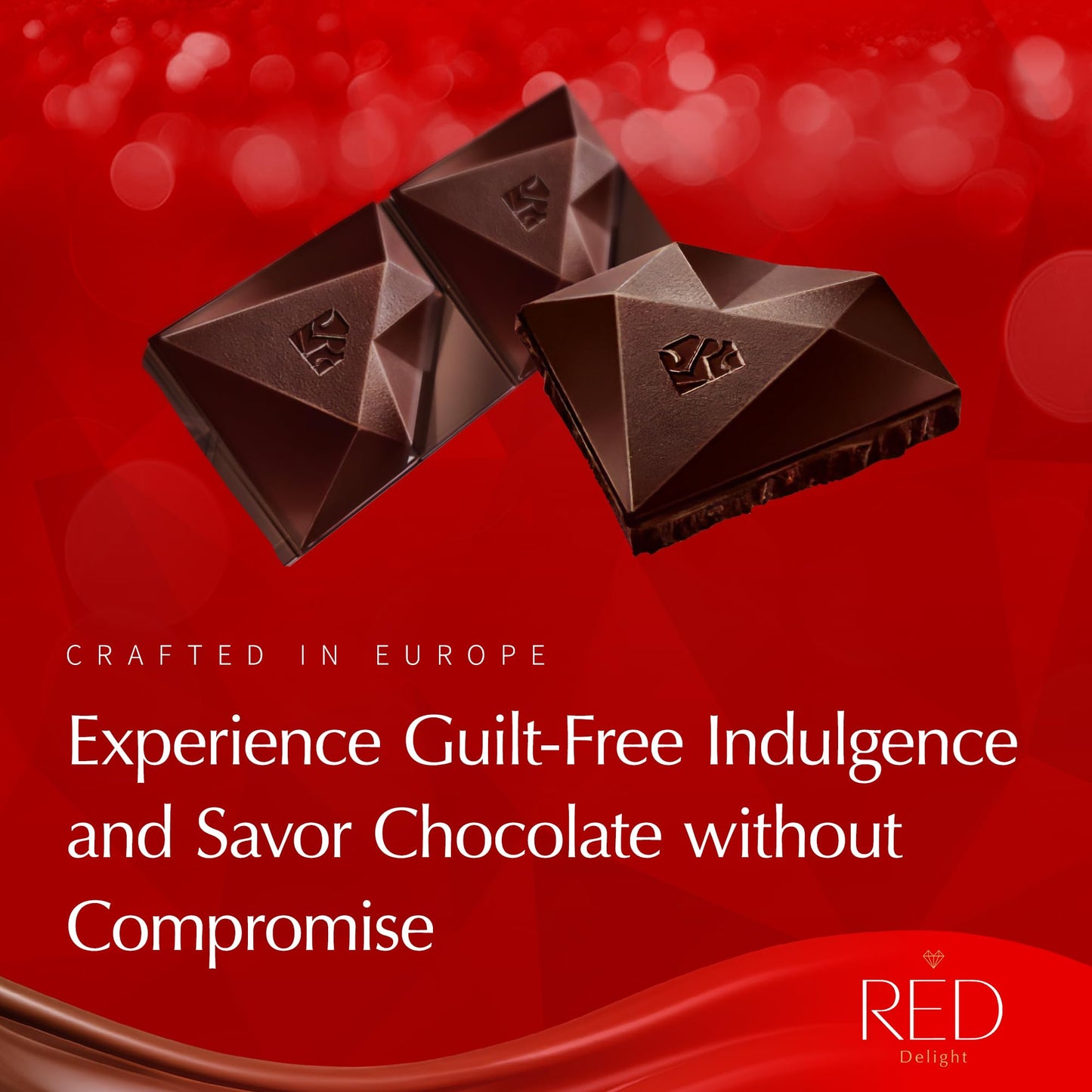 Red Delight Snack Size Dark Chocolate Bars - Low Carb, Gluten-Free - 30oz Pack of 60, Brown