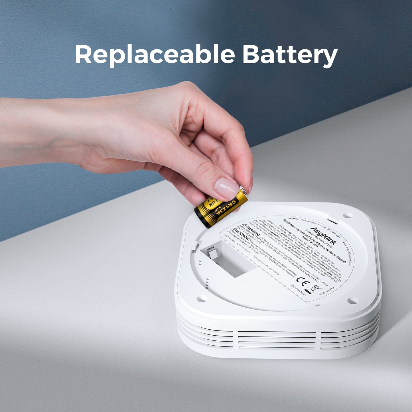 Aegislink Smoke And Carbon Monoxide Detector 10-Year Lifespan With Replaceable Battery, Photoelectric Fire Alarm And Electrochem