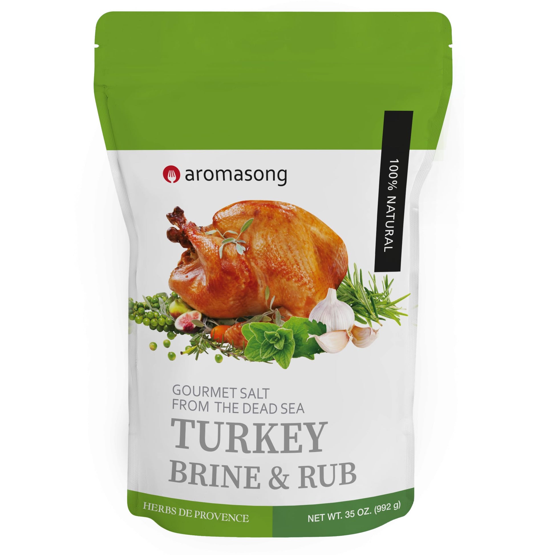 Aromasong Turkey Brine - 100% Natural Herbs De Provence - 35 Ounce - Model YAMOOCO - For Wet & Dry Brining, Made in USA