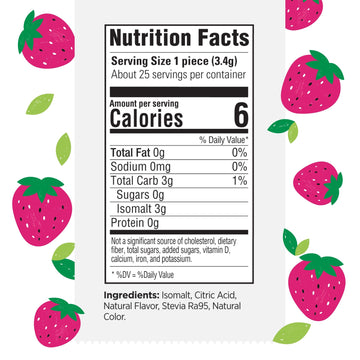Stevita Hard Candy, Sublime Strawberry - 25 Individually Wrapped Pieces - Sugar & Aspartame Free - Naturally Flavored & Sweetene