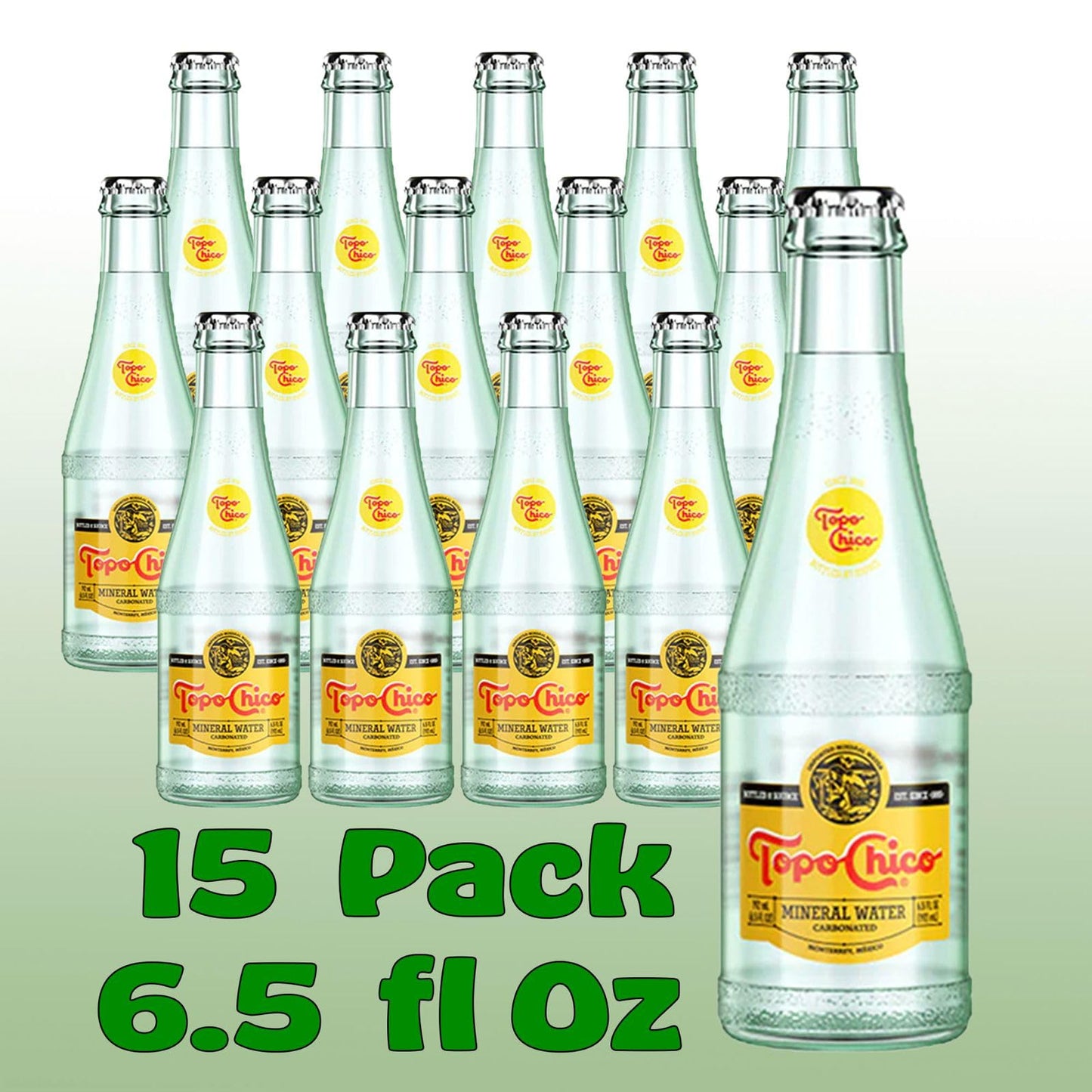Topo Chico Natural Mineral Water Imported from Mexico 6.5 fl oz Glass Bottle 15 Pack