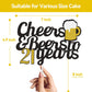 Cheers To 21 Years Cake Topper, Happy 21St Birthday Cake Topper, 21Th Anniversary Birthday Party Supplies Black And Gold Glitter