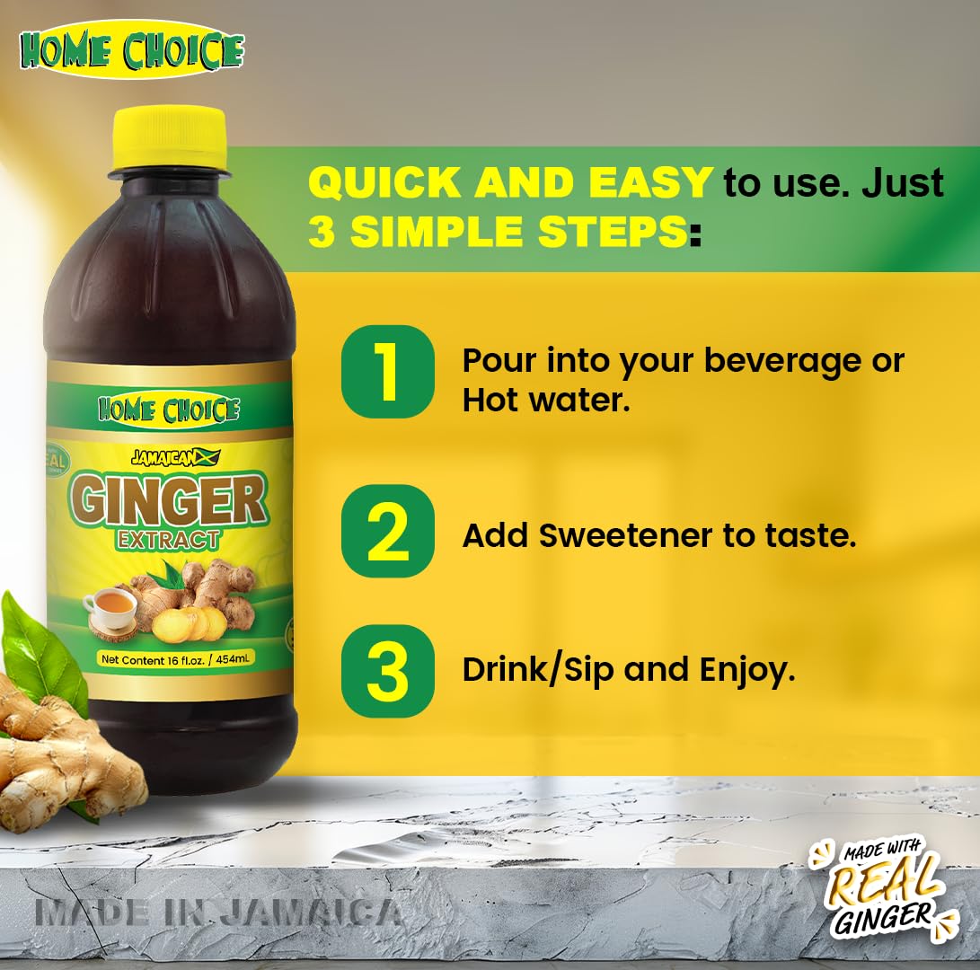 Home Choice Jamaican Pure Ginger Extract, 16 Fl Oz, Pack of 1