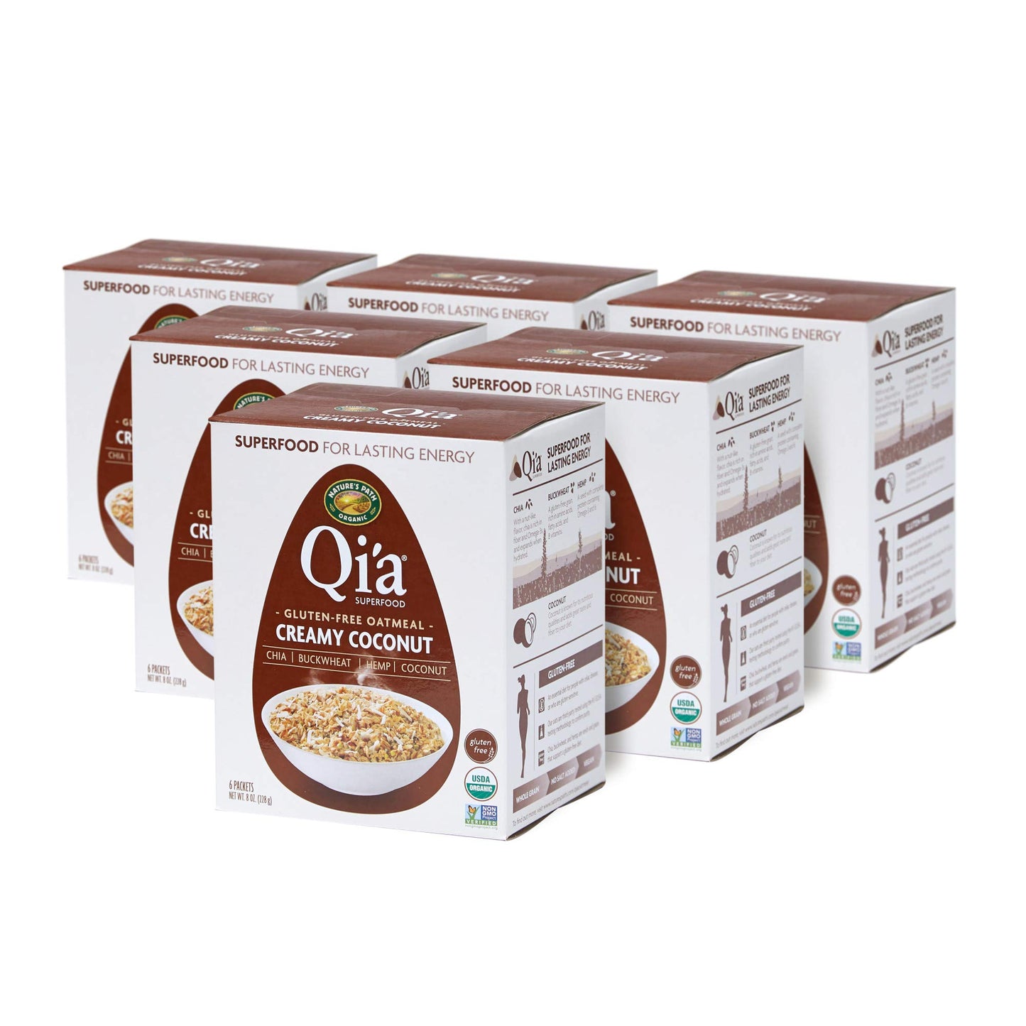 Nature'S Path Organic Qi'A Creamy Coconut Oatmeal, 8 Oz (Pack Of 6), Gluten Free, Non-Gmo