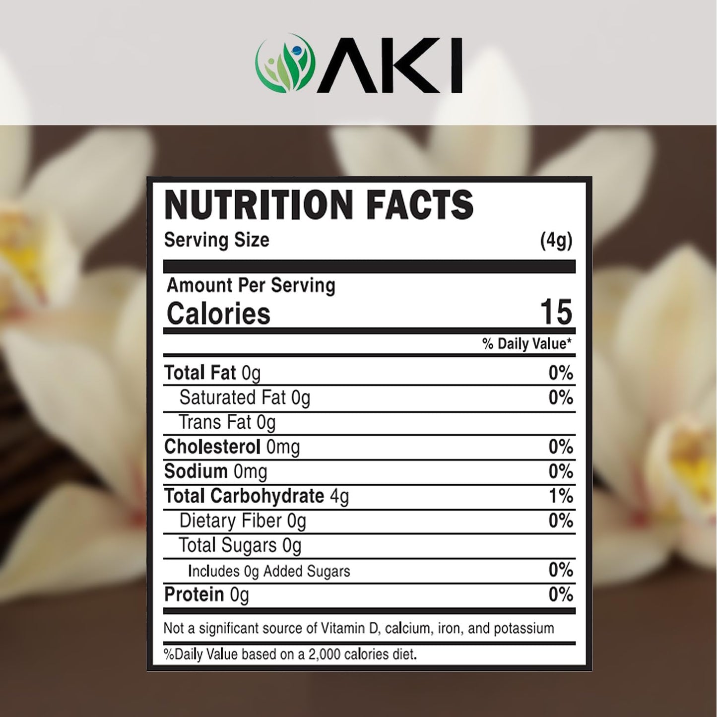 Aki Vanilla Water Extracted Powder From Authentic Beans For Flavoring, Cooking, Baking & Smoothies - Sugar Free &   Free - Added 2% Monk Fruit Sweetener - Non-Gmo & Vegan (2.11Oz/60G)