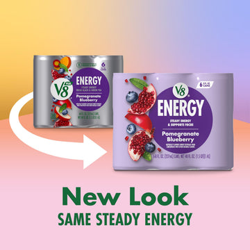 V8 Energy Drink, Pomegranate Blueberry, Pack of 6 (8 fl oz)
