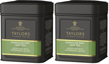 Taylors of Harrogate Moroccan Mint Green Tea Loose Leaf, 4.41 Ounce Tin (Pack of 2)
