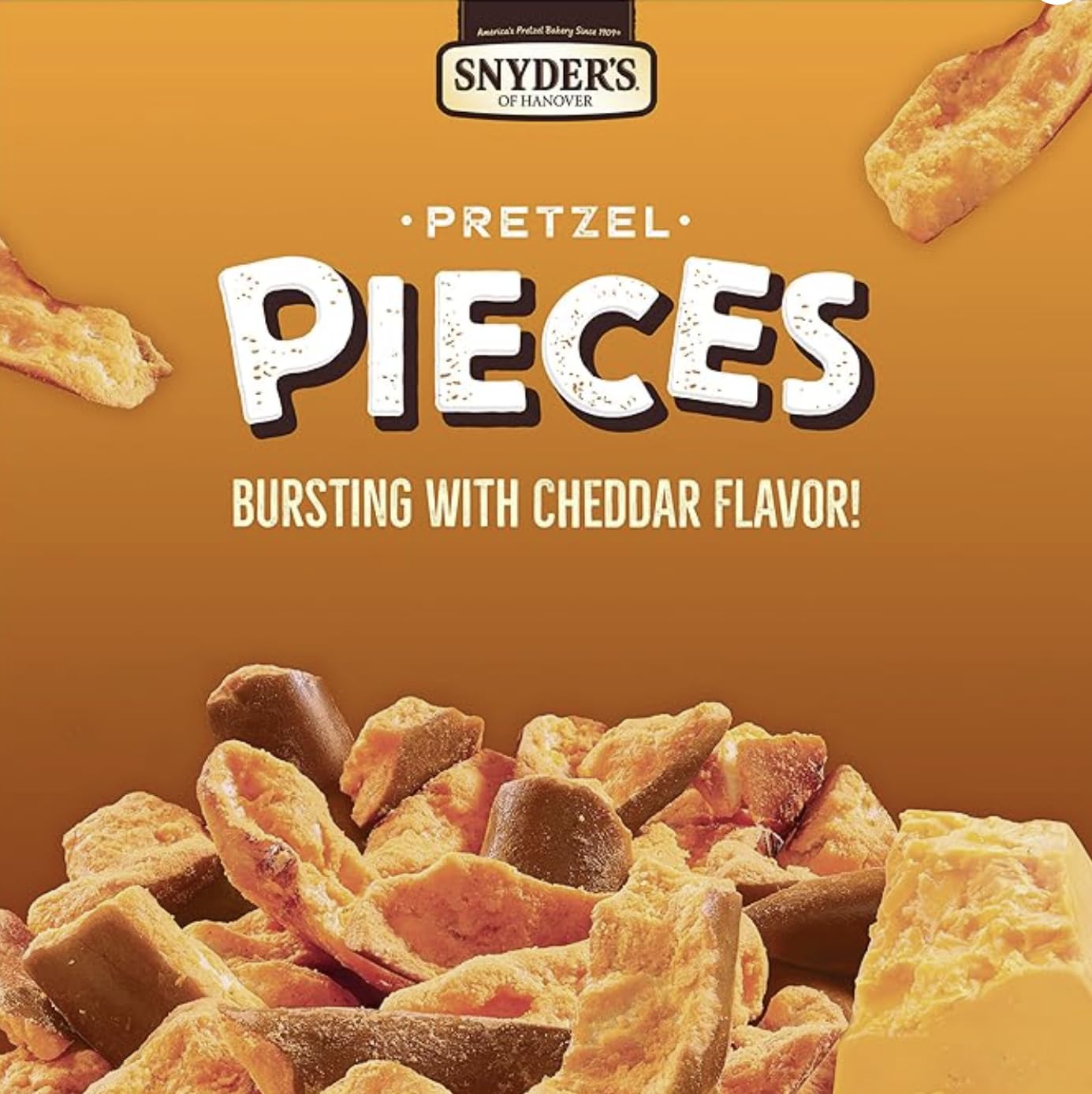 SUPERDEALS Snyders of Hanover Cheddar Cheese Pretzel Pieces, 2.25 oz Pack of 12 with Mystery Gift