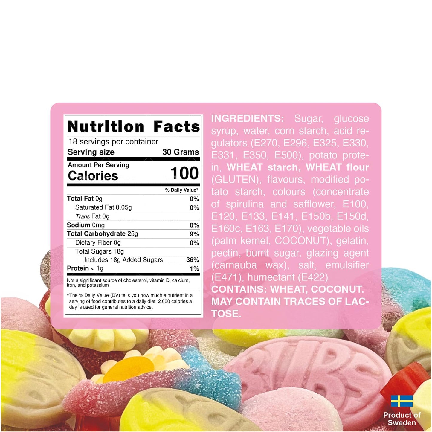 Vinterland - Bubs Swedish Candy Mix (1.2 Pounds) - Assorted Swedish Candy Bubs Godis - Big Bubs Rombs, Big Bubs Ovals & Big Swed