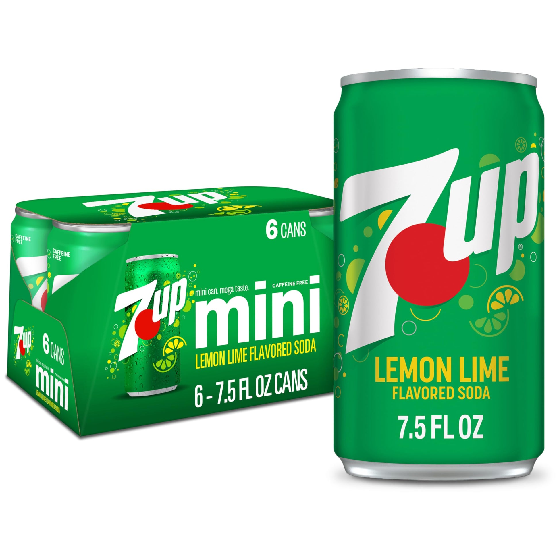 7UP Lemon Lime Soda, 7.5 Fl Oz Cans, 6 Pack, Model 10085412