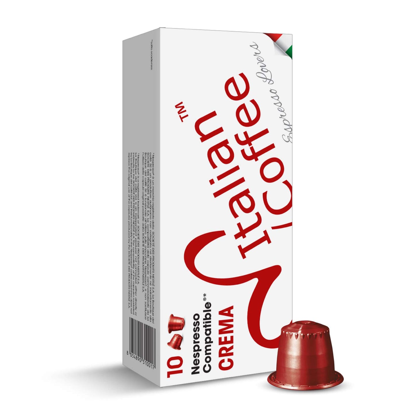 DELICITALY Italian Coffee Pods for Nespresso Original Machines, 100 Crema Regular Pods, 10 Count Pack