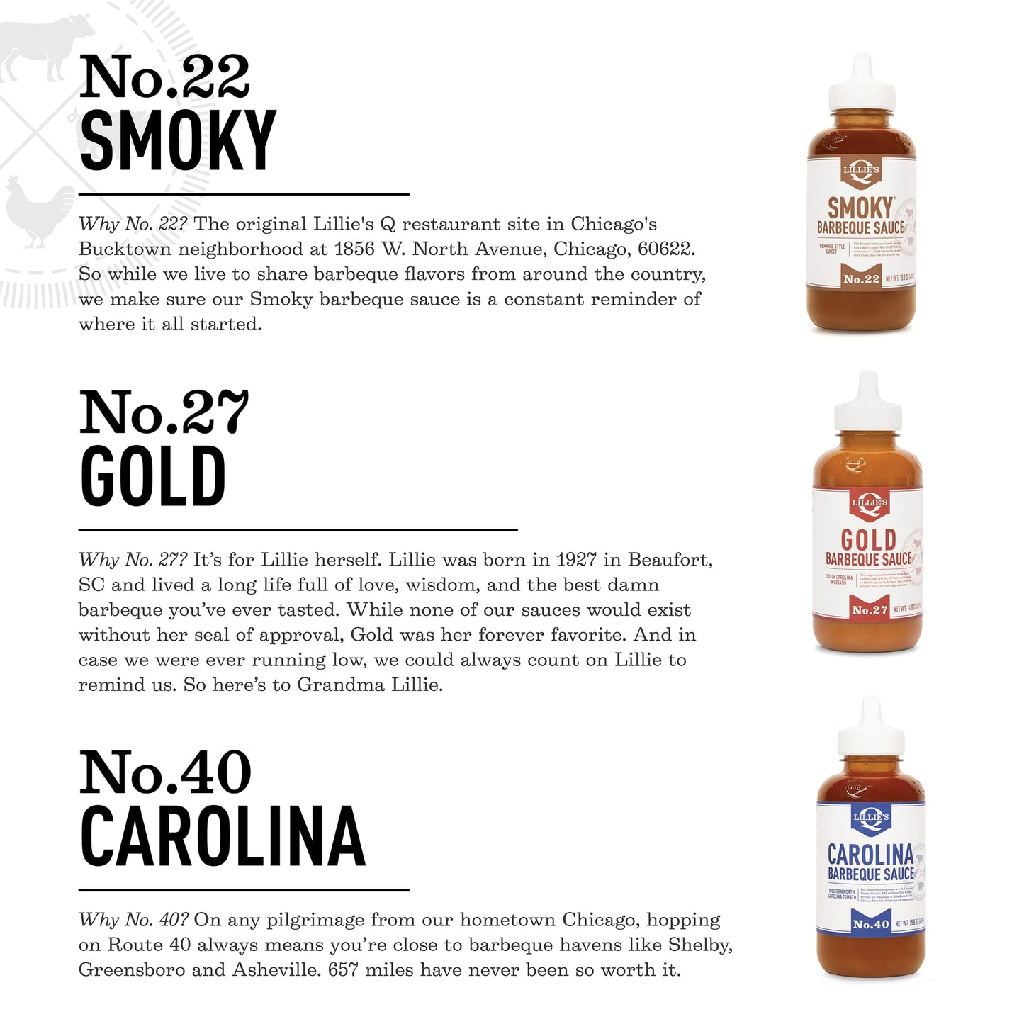 Lillie's Q BBQ Sauce Combo - Smoky, Gold & Carolina - Gluten-Free, Non-GMO, 3-Pack (15.3oz, 14.8oz, 15.5