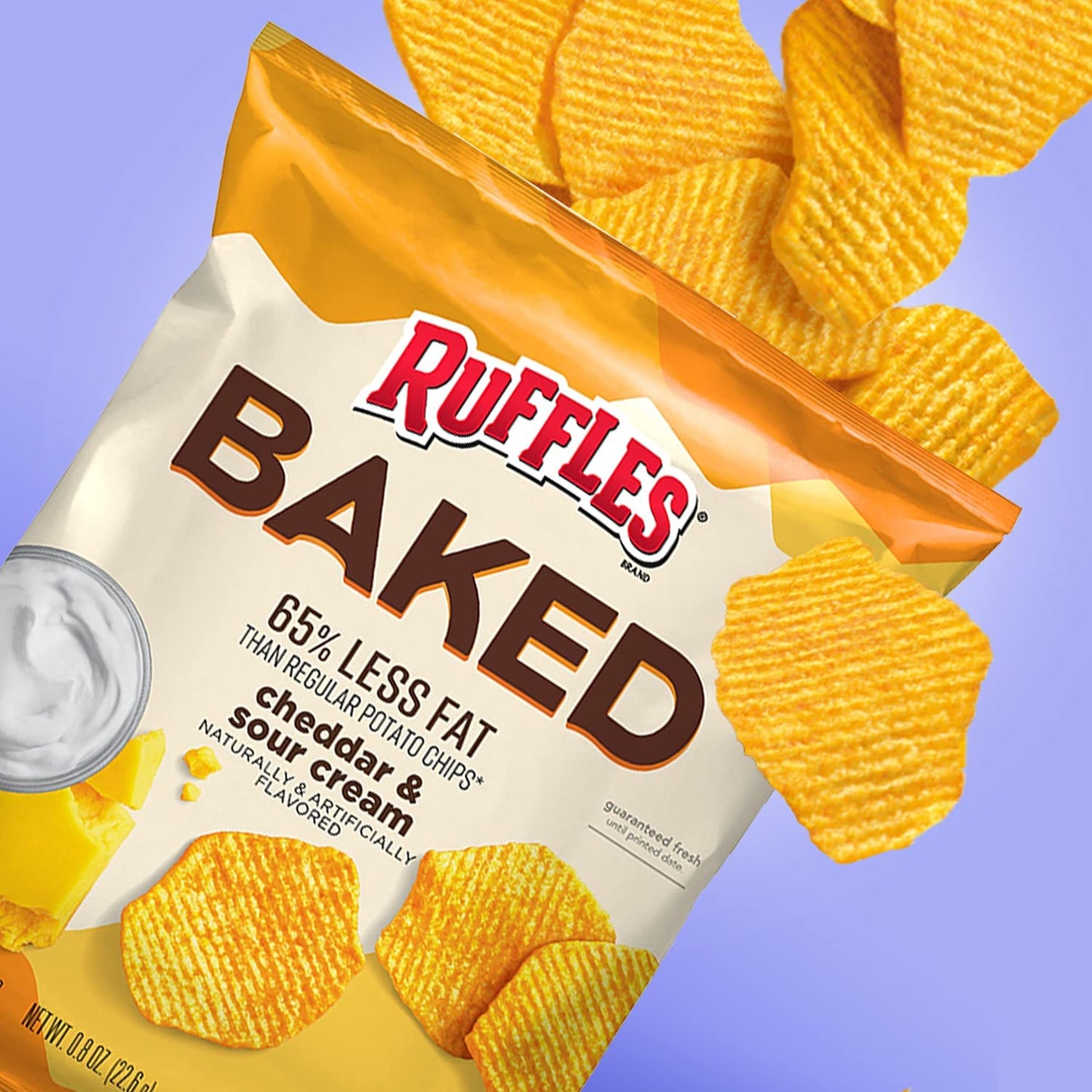SUPERDEALS Baked Ruffles Cheddar & Sour Cream Chips Value Pack, 1.125 Ounce (Pack of 16)