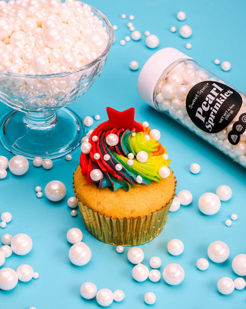 Sweet Spell White Pearl Sprinkles For Cake Decorating (130G/ 4.6Oz) - Sugar Candy Ball Pearls For Cupcakes, Ice Cream Toppers, A