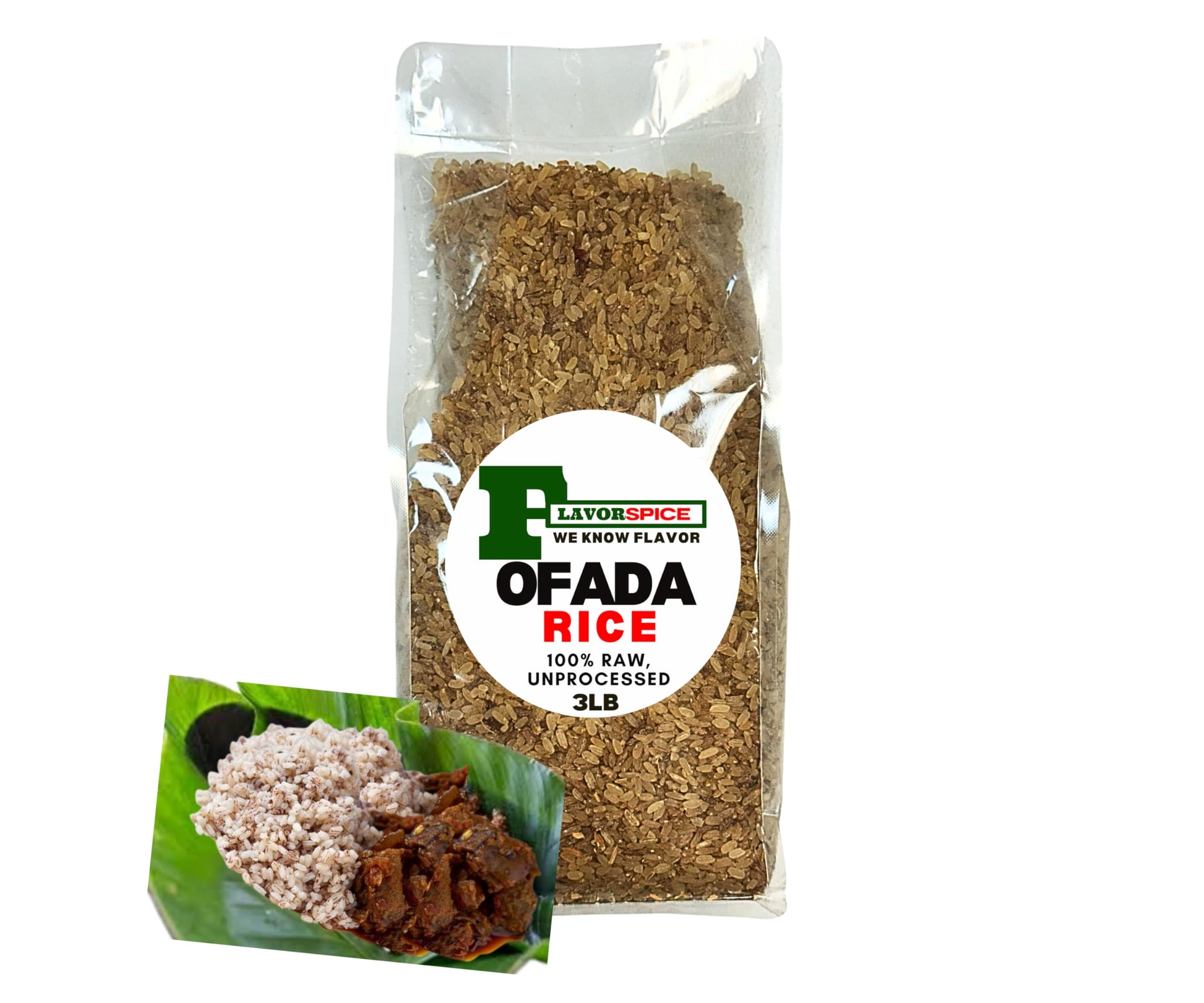Traditional Local Rice - Ofada Rice Nigeria 3LB | Raw, Unrefined, Unprocessed and Unpolished | Wild Rice