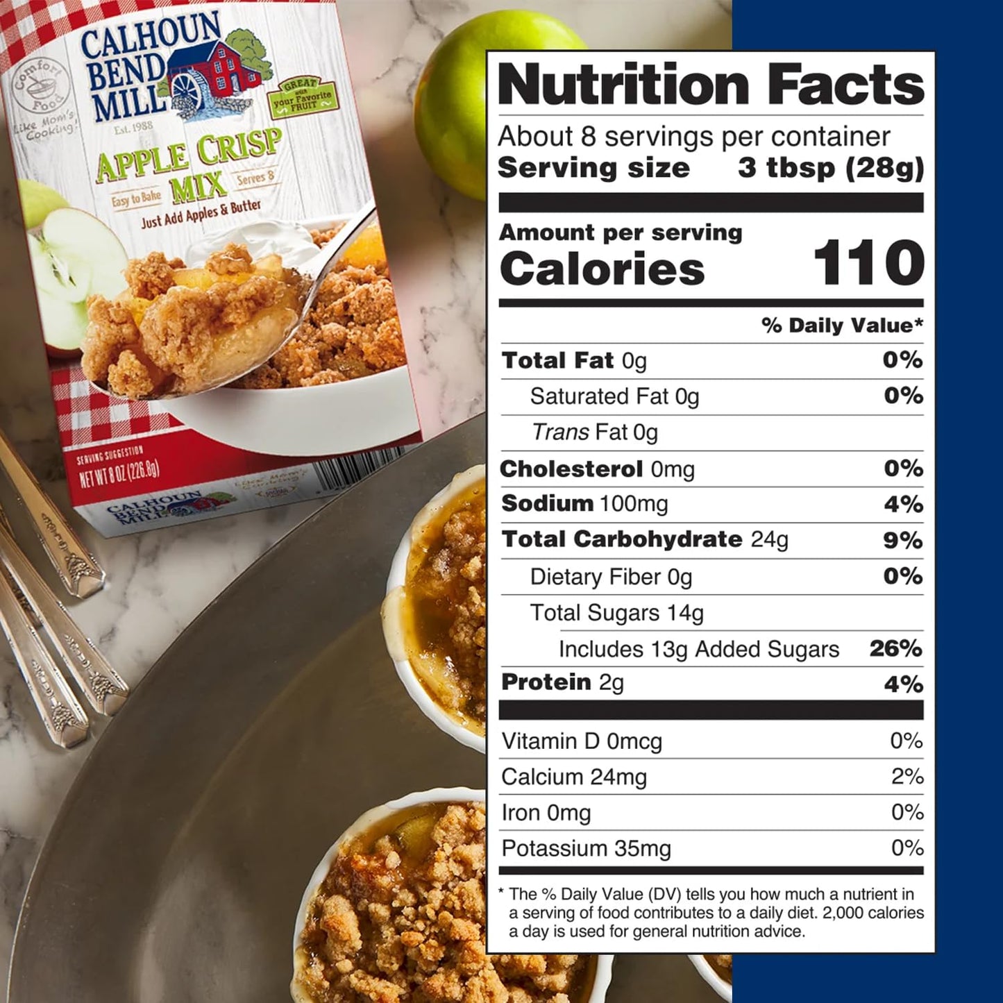 Calhoun Bend Mill Apple Crisp Mix | Easy Fall Dessert for Apples, Peaches, Berries | Perfect w/Apple Pie Filling or Fruit Mix |