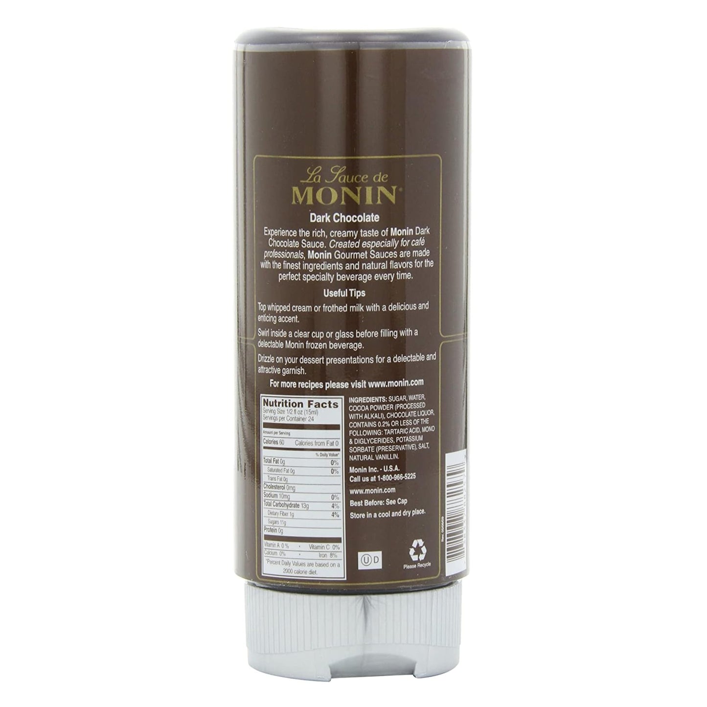 Monin - Dark Chocolate Sauce, Velvety And Rich, Great For Desserts, Coffee, And Snacks, Gluten-Free (12 Ounce, 6-Pack)