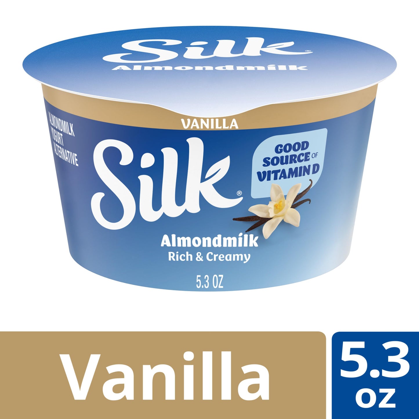 Silk Almond Milk Dairy-Free Yogurt Alternative, Vanilla, Soy-Free, Gluten-Free, Vegan, Non-GMO Project Verified, 5.3 oz.