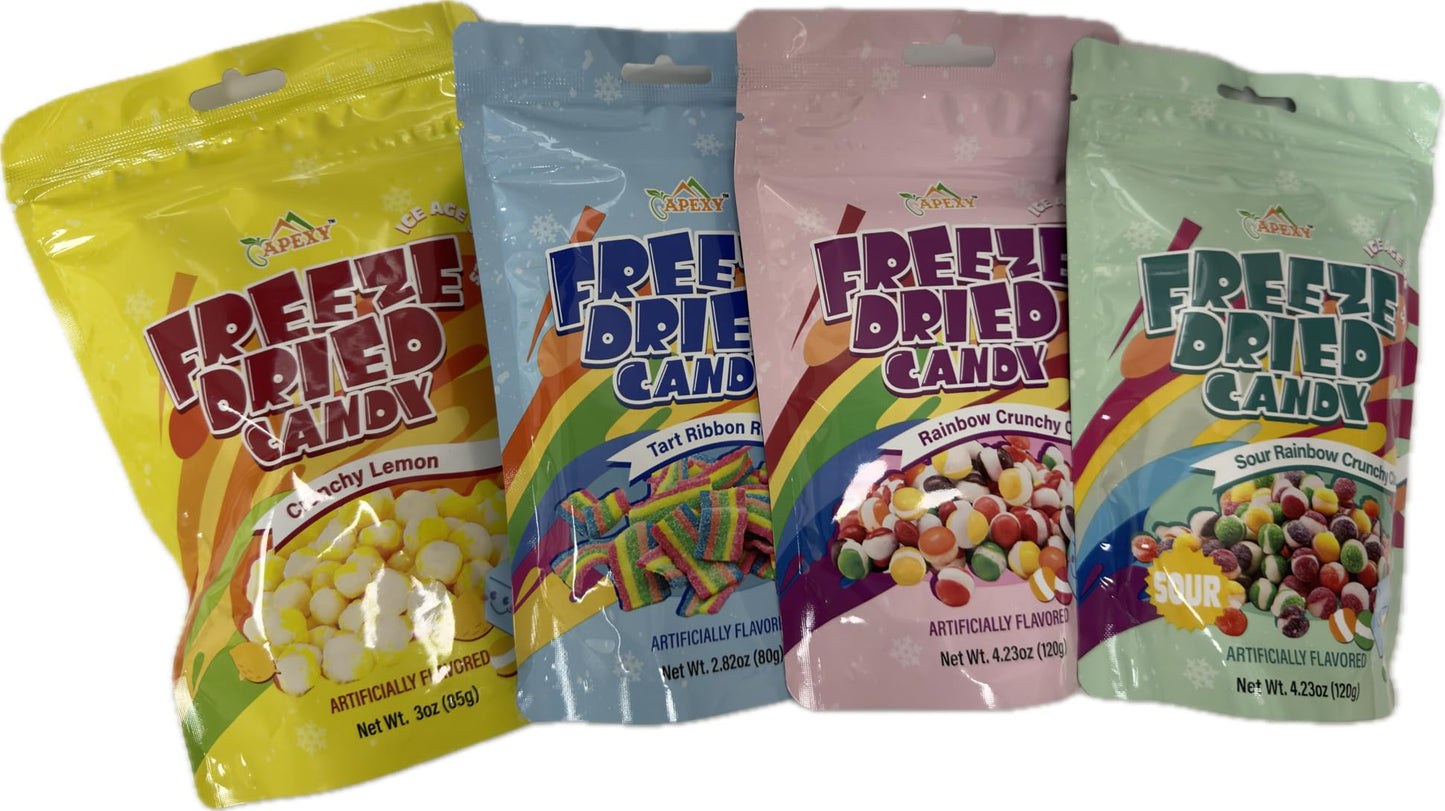 APEXY Freeze Dried Candy - Variety Pack of 8 Assorted Flavors - Dehydrated, Crunchy Treats in Resealable Pouch