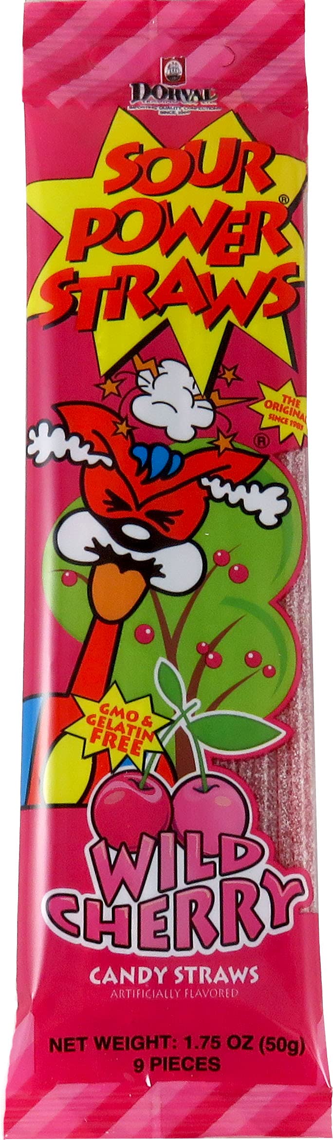 Sour Power Candy Straws, Wild Cherry, 1.75 Oz (Pack Of 24)