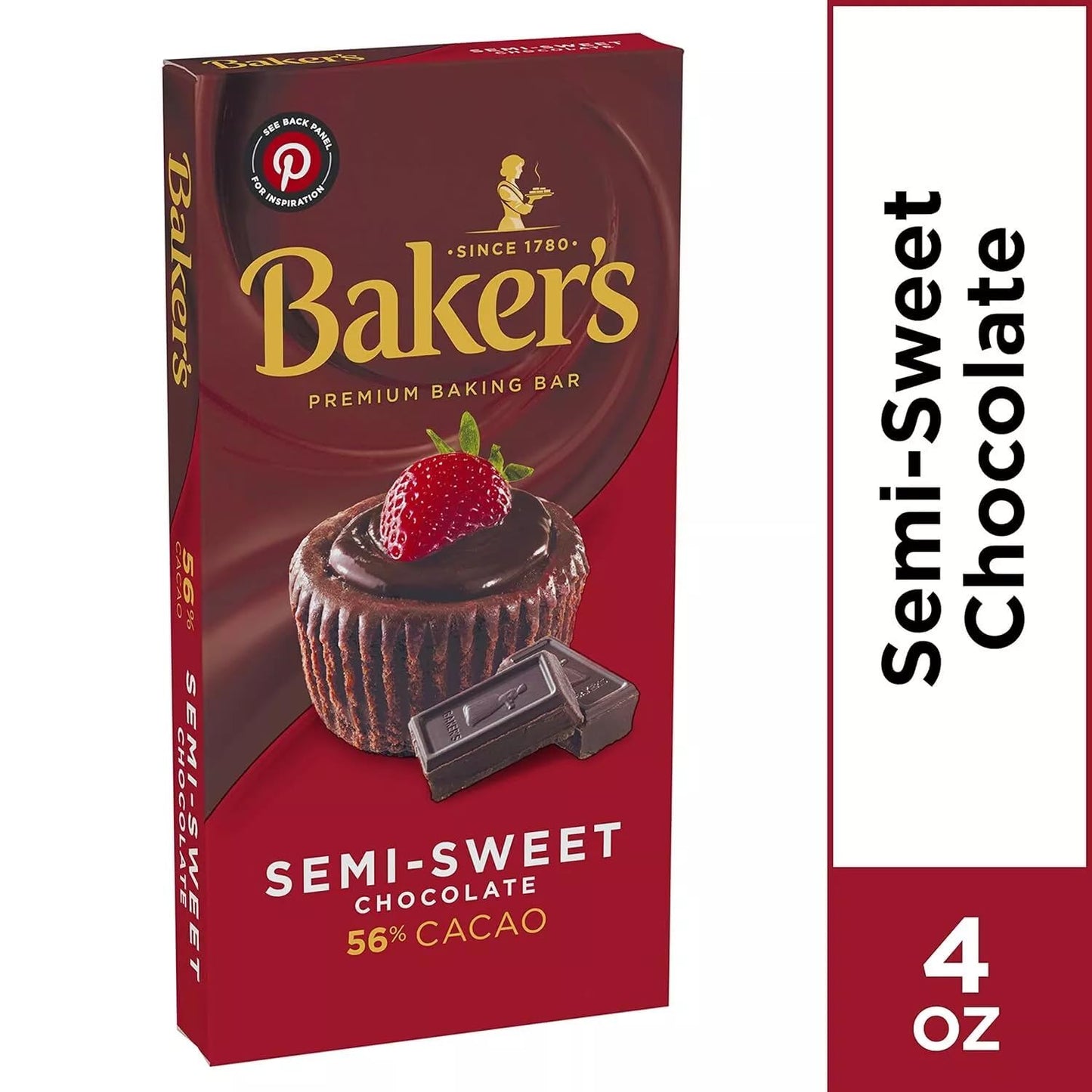 Baker'S, Semi Sweet Baking Chocolate Squares, 4Oz Box (Pack Of 4)