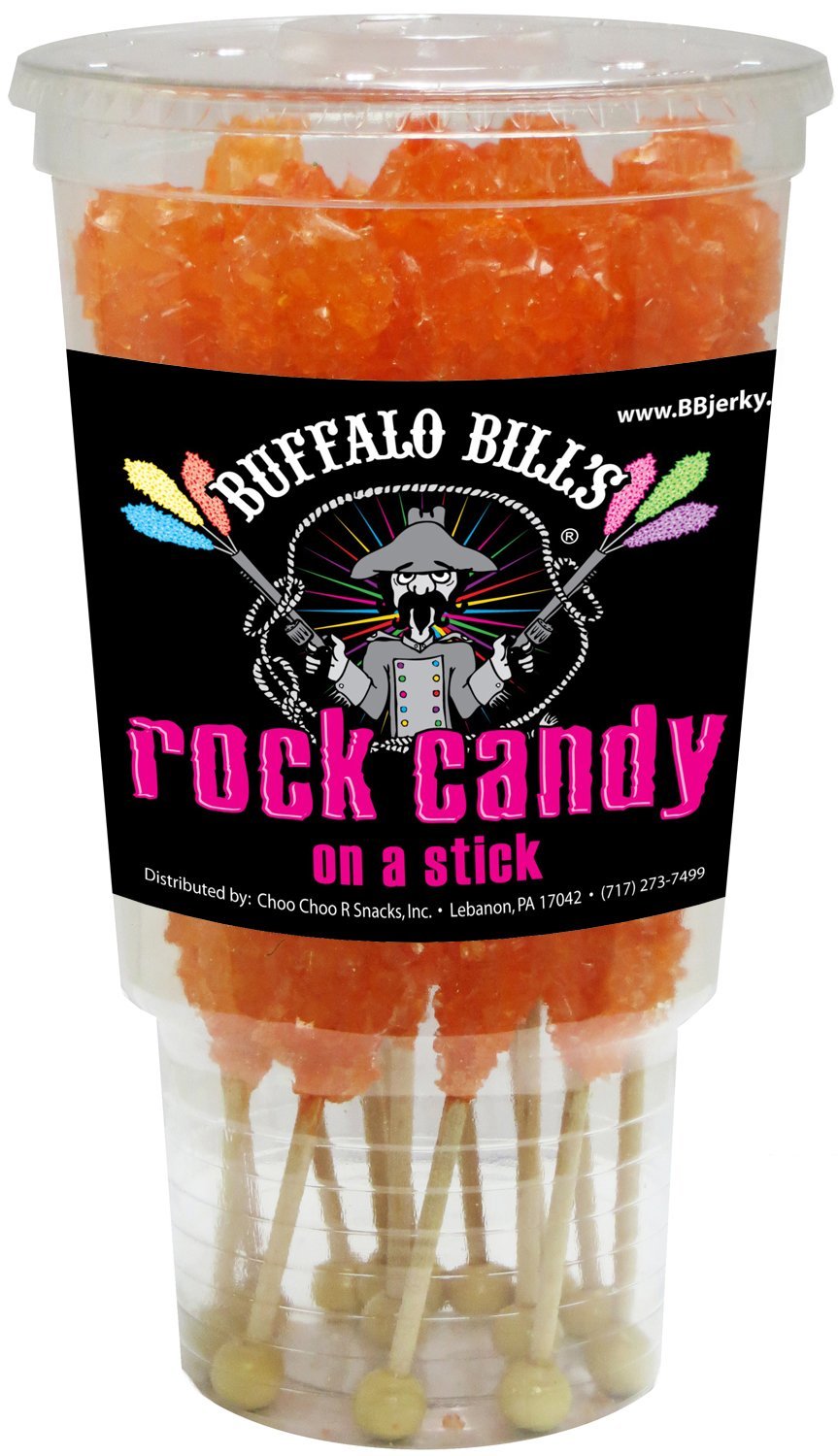 Buffalo Bills Orange Rock Candy On A Stick (12-Ct Cup Orange Colored Rock Candy Crystal Sticks)
