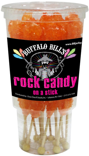 Buffalo Bills Orange Rock Candy On A Stick (12-Ct Cup Orange Colored Rock Candy Crystal Sticks)