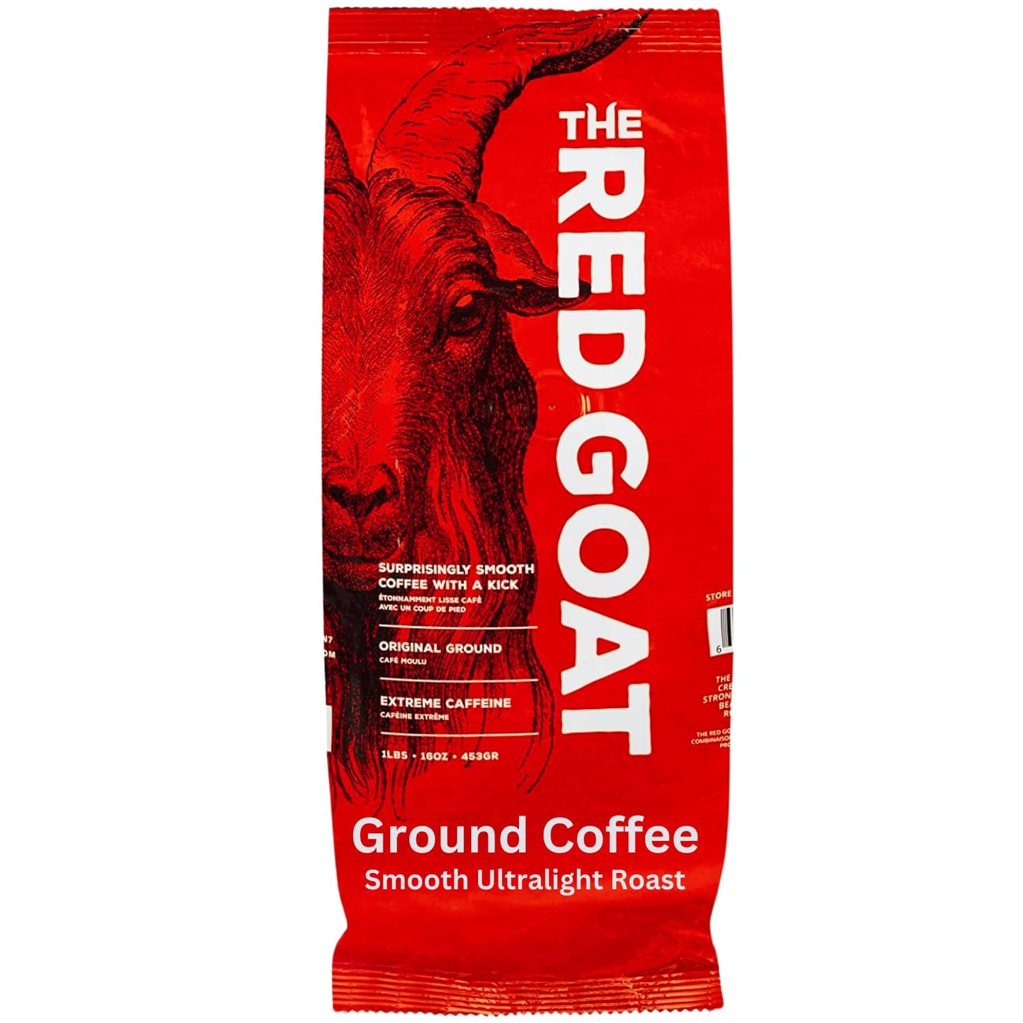 The Red Goat Ground Coffee Beans - Highest Caffeine, 16 OZ, 1 Cup = 6 Average Cups