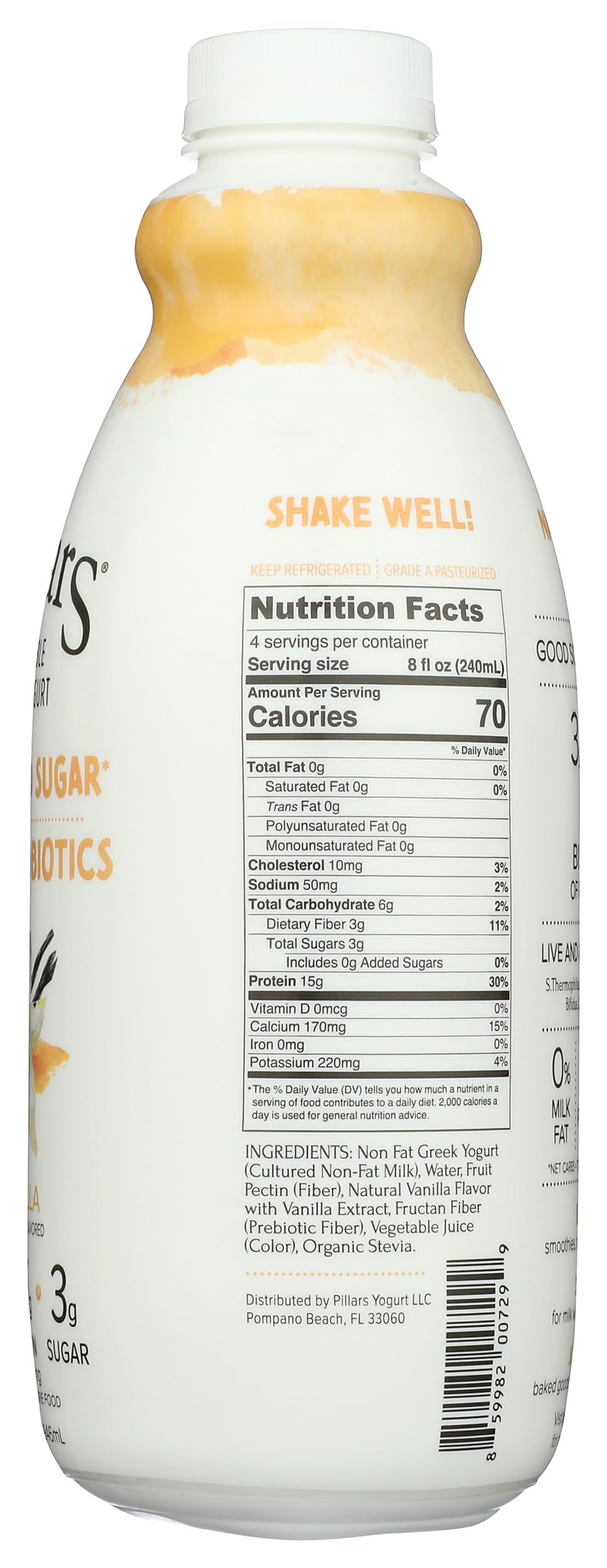 Pillars Vanilla Drinkable Greek Yogurt, 32 Fz