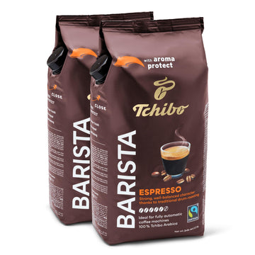 Tchibo Whole Bean Coffee - Barista Espresso - Dark Roast for a Bold European Style Coffee - Intensity 5/6, Acidity 0/6, Roast Le