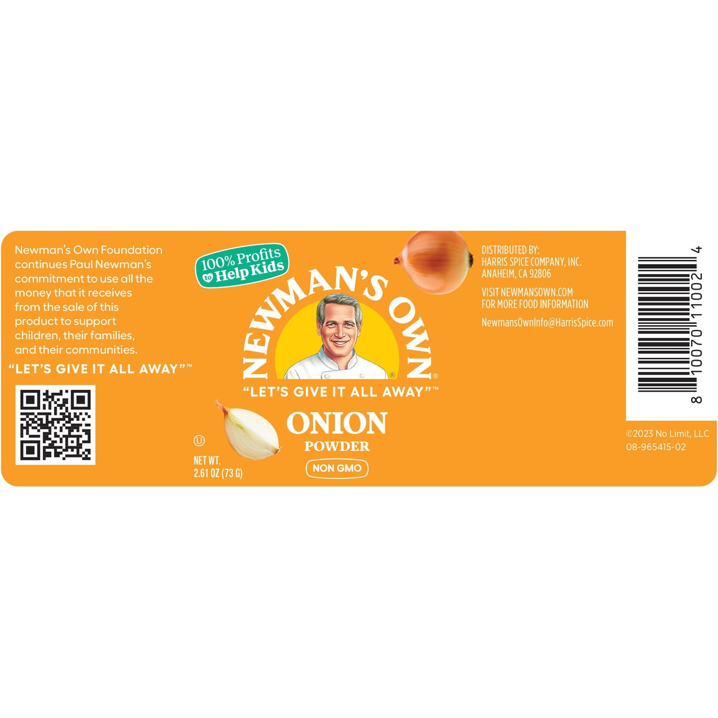 Newman'S Own Onion Powder, Made From Real Onions, Perfect For Sauces, Gravies, Soups Or Dips, Non-Gmo, Kosher, 2.61 Oz. Bottle