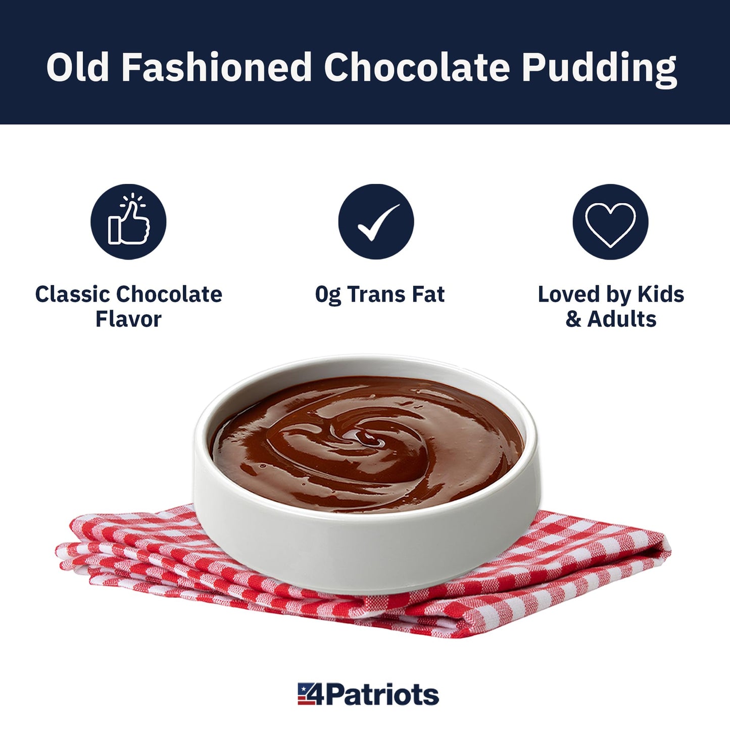 4Patriots Chocolate Pudding Sample Pouch - Emergency Dessert, 8 Servings, Long-Lasting, Just Add Milk
