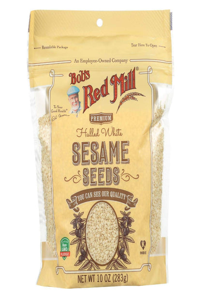 Bobs Red Mill White Hulled Sesame Seeds, Resealable Stan up Bag, 10 OZ