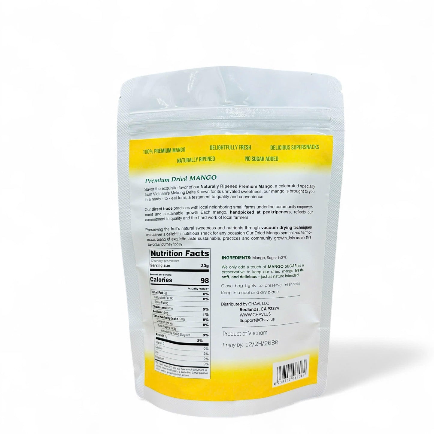 CHAVI Dried Mango - Naturally Sweet, No Added Sugars, Vegan, Non-GMO, Gluten-Free, 14 oz