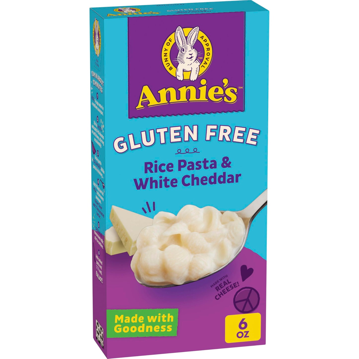 Annies Gluten Free Macaroni and Cheese, Rice Pasta and White Cheddar, 6 oz