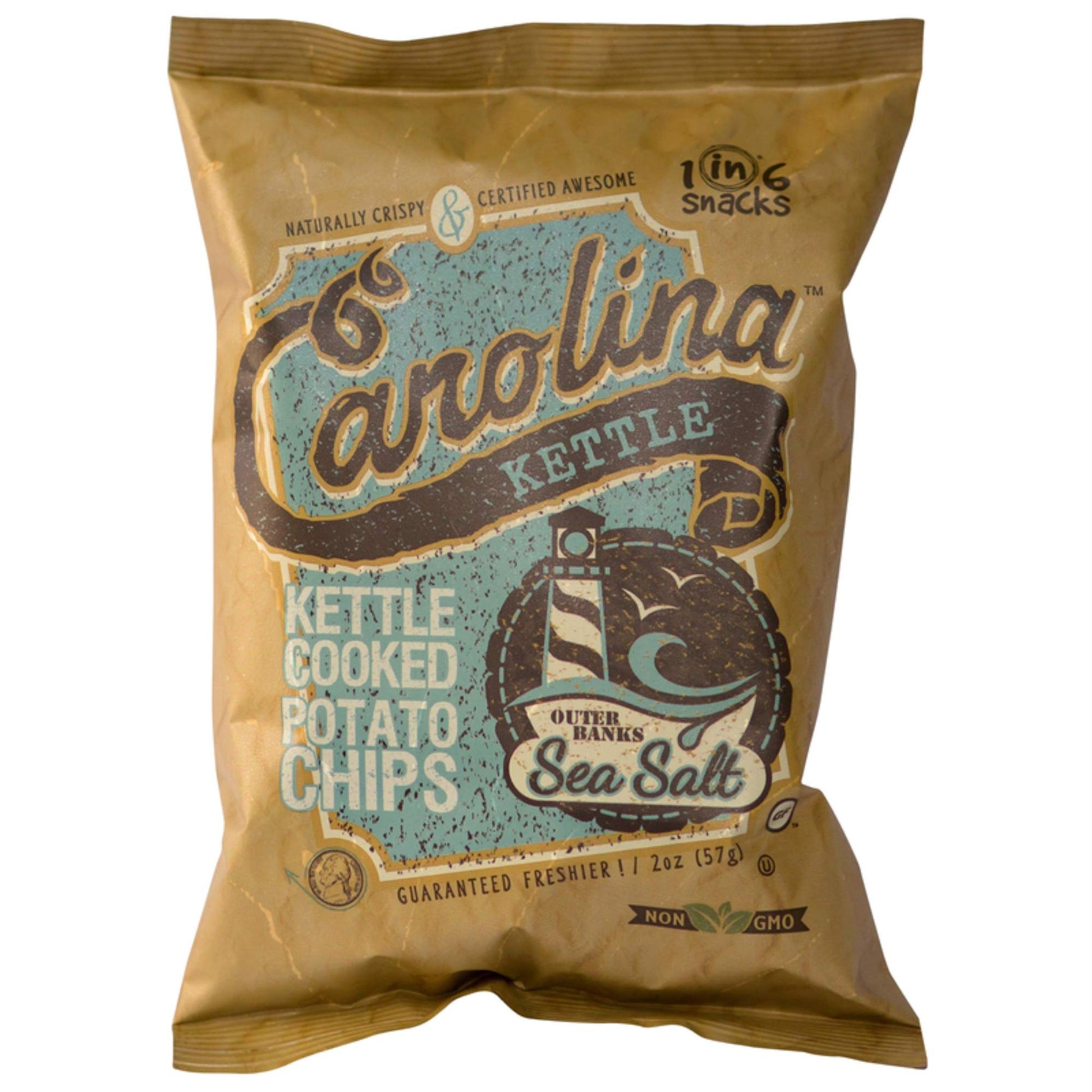 Carolina Kettle potato chips Outer Banks Sea Salt, 2 oz.