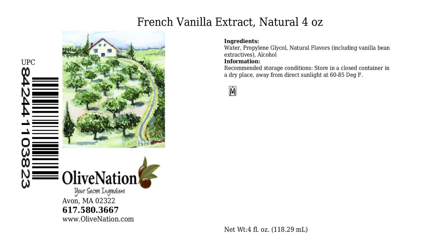 OliveNation French Vanilla Flavoring Extract, Deep Rich Flavoring for Baked Goods, Cakes, Frosting, Fillings, PG Free, Non-GMO,