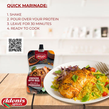 Adonis - Chicken with Rice Quick Marinade, 6 oz (170g), Ready to Use Liquid Seasoning Marinade