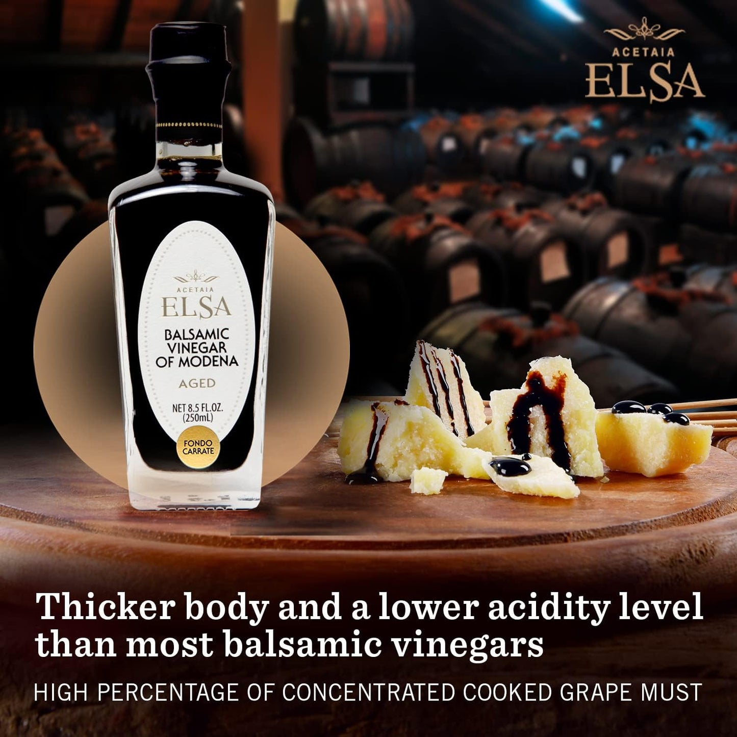 Elsa Aged Balsamic Vinegar of Modena, Vecchia Era, Aged 12 Years, 250ml (8.5oz)