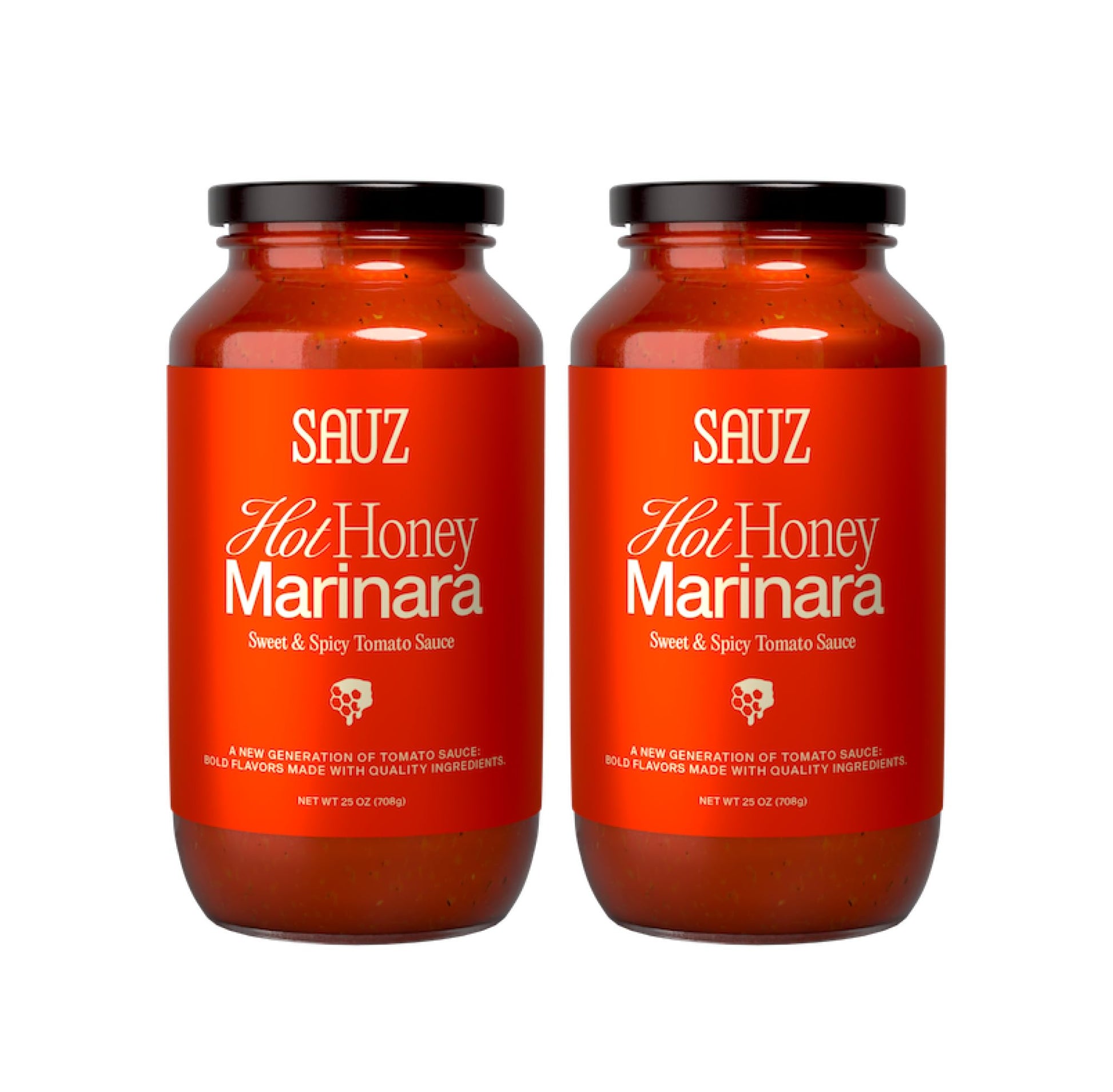Hot Honey Marinara Pasta Sauce, 25 Oz Jar (2-Pack), Sweet & Spicy Tomato Sauce, Gluten-Free, Non-GMO, Multi-Use, Clean Ingredien