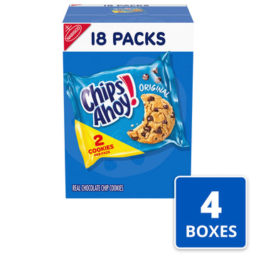 Chips Ahoy! Original Chocolate Chip Cookies, 72 Snack Packs (2 Cookies Per Pack, 4 Boxes)