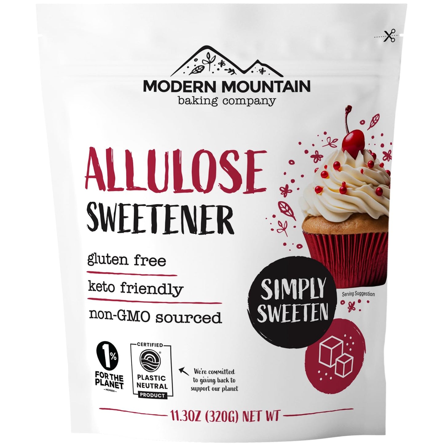 MODERN MOUNTAIN Allulose Sweetener Keto Sugar Substitute, 0g Net Carbs, 11.3oz, Gluten Free, Non-GMO, Zero Calorie