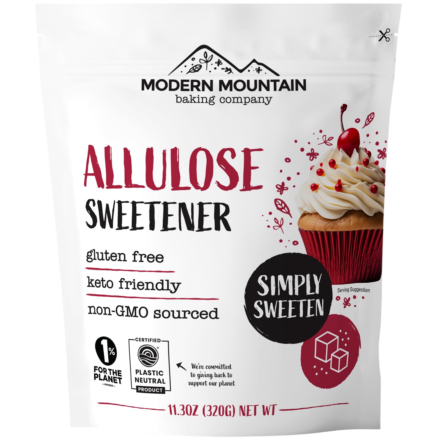 MODERN MOUNTAIN Allulose Sweetener Keto Sugar Substitute, 0g Net Carbs, 11.3oz, Gluten Free, Non-GMO, Zero Calorie