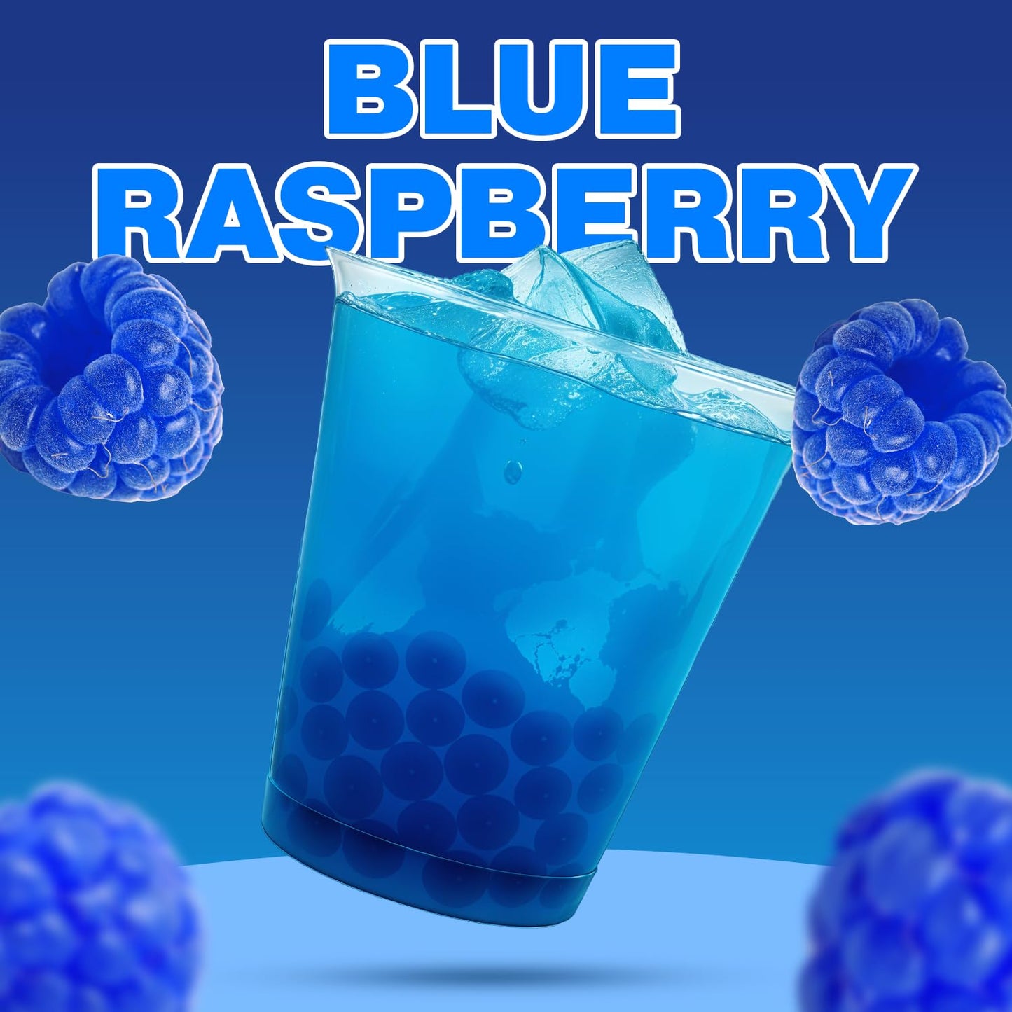 BOBAVIDA Popping Boba Pearls - Blue Raspberry Flavor, 12 Pouches, Sweet & Tart, Fun for Drinks & Desserts