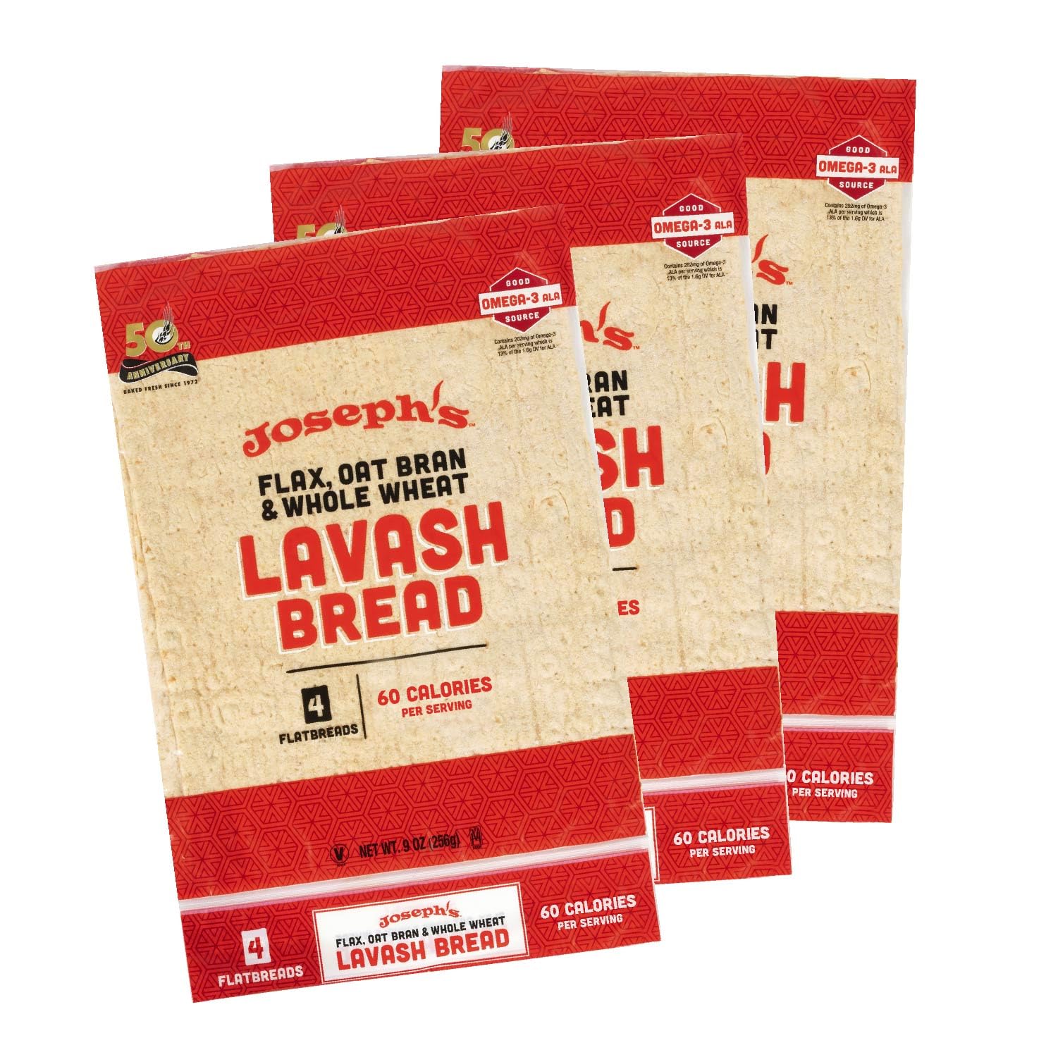 Joseph'S Bakery Lavash Bread, Flax Oat Bran & Whole Wheat, Reduced Carb, Fresh Baked (12 Count Flax)